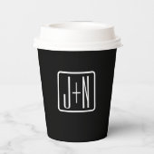 Monogrammatische Initialen | Zwart & Wit Papieren Bekers (Achterkant)