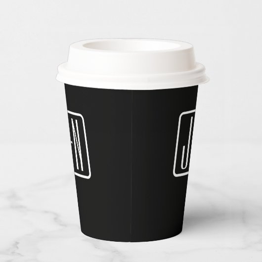 Monogrammatische Initialen | Zwart & Wit Papieren Bekers (Rechts)