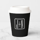 Monogrammatische Initialen | Zwart & Wit Papieren Bekers (Voorkant)