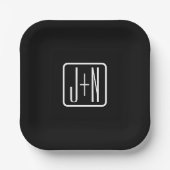 Monogrammatische Initialen | Zwart & Wit Papieren Bordje (Voorkant)