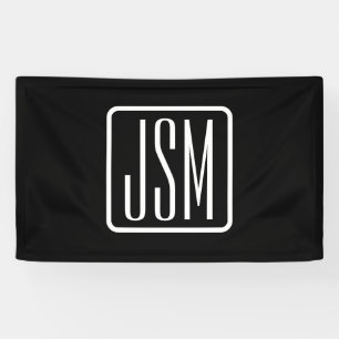 Monogrammatische Initialen   Zwart & Wit Spandoek