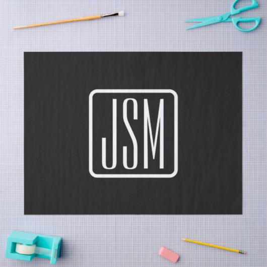 Monogrammatische Initialen | Zwart & Wit Tissuepapier (Craft)