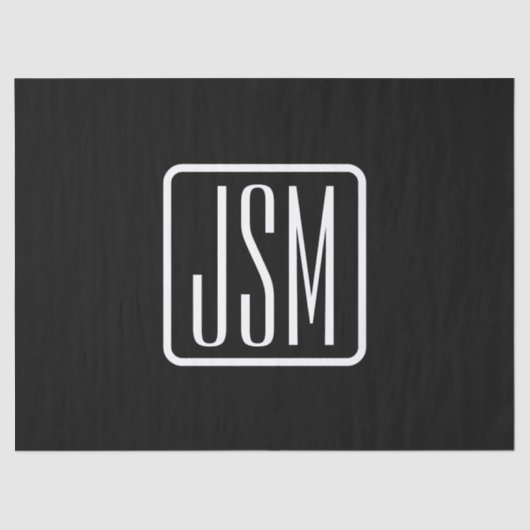 Monogrammatische Initialen | Zwart & Wit Tissuepapier (Voorkant)