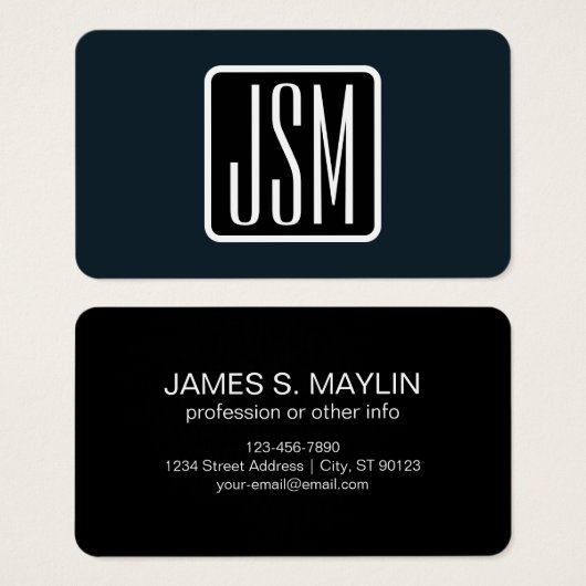 Monogrammatische Initialen | Zwart & Wit Visitekaartje (Voorkant /achterkant)