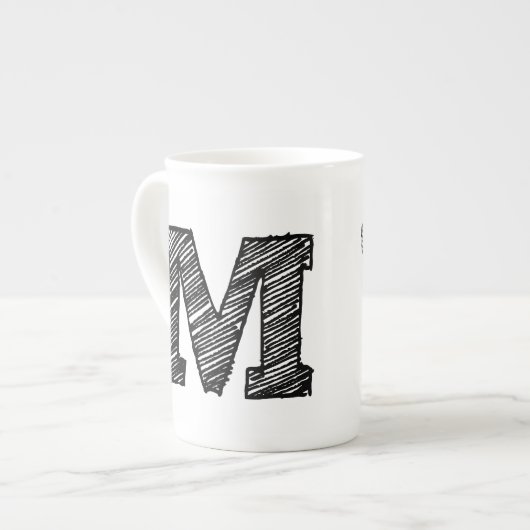 Monogrammatische Mok: letter "M" Porselein Kop (Links)