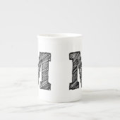 Monogrammatische Mok: letter "M" Porselein Kop (Voorkant)