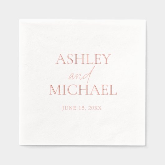 Monogrammatische naam Minimal Script Roos Gold Folie Servetten (Voorkant)