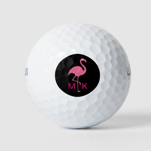 Monogrammatische tropische roze flamingo golfballen (Voorkant)
