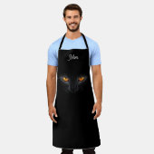 Monogrammatische zwarte kat schort (Gedragen)