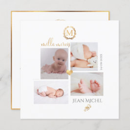 Monogramme de bricolage en D'or Remerciement cards Kaart