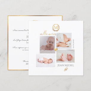 Monogramme de bricolage en D'or Remerciement cards Kaart