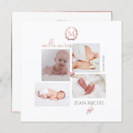 Monogramme de bricolage en D'or Remerciement Kaart