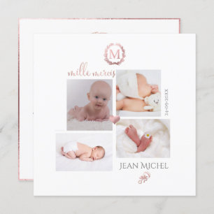 Monogramme de bricolage en D'or Remerciement Kaart