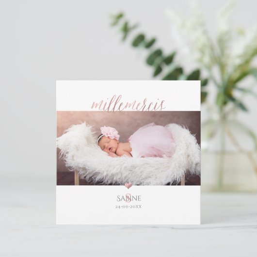 Monogramme de bricolage en D'or Roos Remerciement Kaart (Staand voorkant)