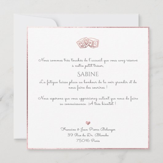 Monogramme de bricolage en D'or Roos Remerciement Kaart (Achterkant)