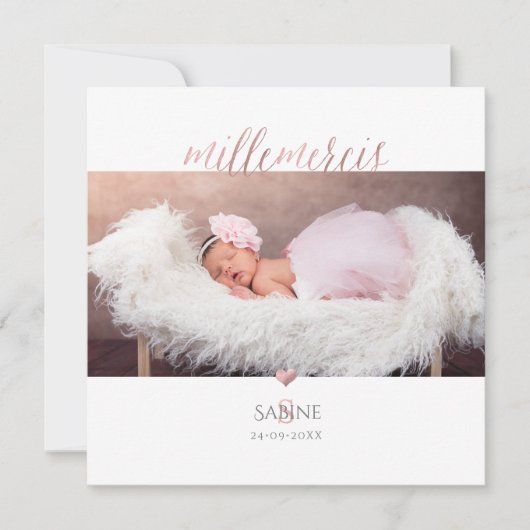 Monogramme de bricolage en D'or Roos Remerciement Kaart (Voorkant)