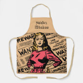 Monogramme gerust retro keuken kok vrouw schort (Voorkant)
