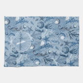 Monogramme Keukenhanddoek met Blauwe Oceaan Zeelev (Horizontaal)