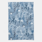 Monogramme Keukenhanddoek met Blauwe Oceaan Zeelev (Verticaal)