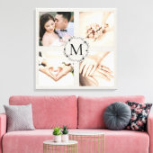 Monogramme krans collage met 4 foto's canvas afdruk (Insitu (Woonkamer))
