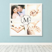 Monogramme krans collage met 4 foto's canvas afdruk (Insitu (Houten vloer))