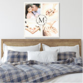 Monogramme krans collage met 4 foto's canvas afdruk (Insitu (Slaapkamer))