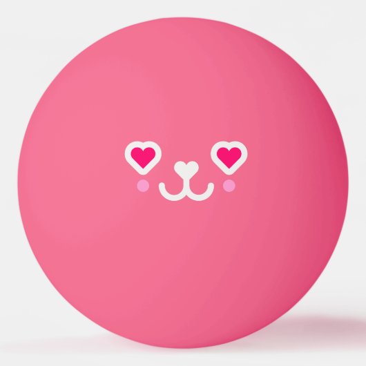 monogramme-roze Kawaii kattegezicht Pingpongbal (Voorkant)