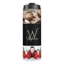 Monogrammed 10 Photo Collage Black Thermosbeker