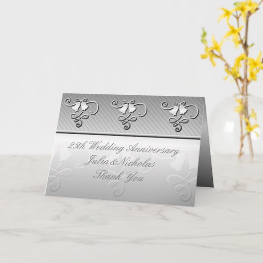 Monogrammed 25th Jubileum Silver Kaart (Gele Bloem)