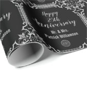 Monogrammed 25th Wedding Jubileum Silver Cadeaupapier (Rol Hoek)