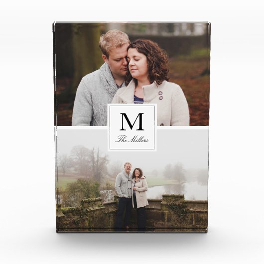 Monogrammed 2 Photo Collage Fotoblokken (Voorkant)