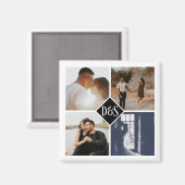 Monogrammed 4 Foto Aangepaste Collage Persoonlijk Magneet (Voorkant / Achterkant)