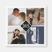 Monogrammed 4 Foto Aangepaste Collage Persoonlijk Magneet (Voorkant)