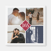 Monogrammed 4 Foto Aangepaste Collage Persoonlijk Magneet (Voorkant)