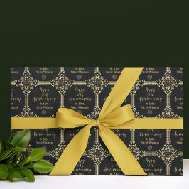 Monogrammed 50th Wedding Jubileum Art Deco Cadeaupapier