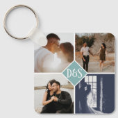Monogrammed 5 Aangepaste Collage van de Foto Geper Sleutelhanger (Voorkant)