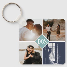 Monogrammed 5 Aangepaste Collage van de Foto Geper Sleutelhanger
