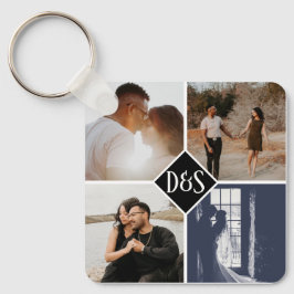 Monogrammed 5 Aangepaste Collage van de Foto Geper Sleutelhanger