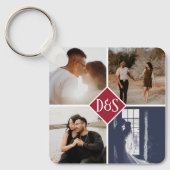 Monogrammed 5 Aangepaste Collage van de Foto Geper Sleutelhanger (Voorkant)