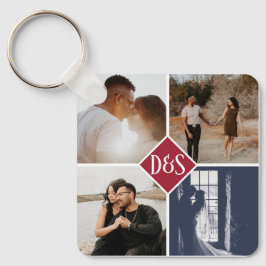 Monogrammed 5 Aangepaste Collage van de Foto Geper Sleutelhanger