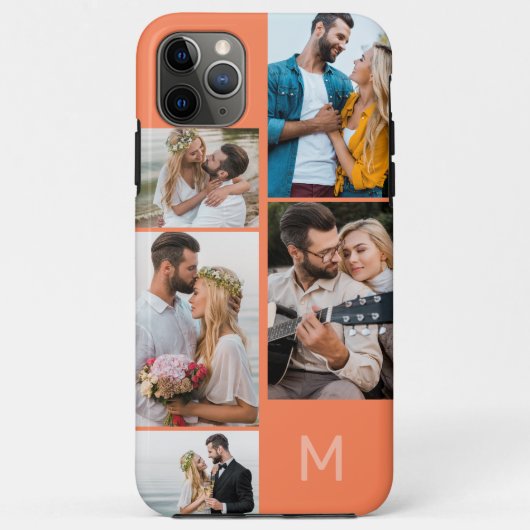 Monogrammed 5 Foto Collage Oranje Case-Mate iPhone Case (Achterkant)