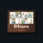 Monogrammed 8 foto familie collage rustiek hout canvas afdruk<br><div class="desc">Gebruik je favoriete foto's om je thuis te versieren.</div>