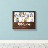 Monogrammed 8 foto familie collage rustiek hout canvas afdruk (Insitu (Houten vloer))