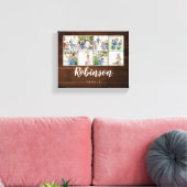 Monogrammed 8 foto familie collage rustiek hout canvas afdruk (Insitu (Woonkamer))