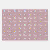 Monogrammed Aangepaste Naam Wit Daisy Bloemen Patr Inpakpapier Vel (Voorkant 3)