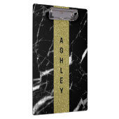 Monogrammed Aangepaste naam zwart marmer en goud Klembord (Rechts)