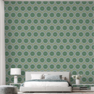 Monogrammed Abstract bloemig Elegant Lentegroen Behang