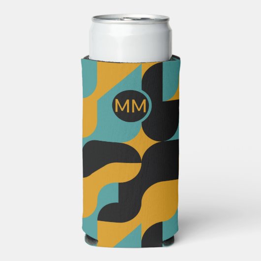 Monogrammed Abstract Patroon Gepersonaliseerd Seltzer Blikjeskoeler (Seltzer Voorkant)