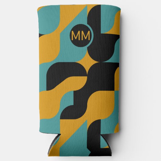 Monogrammed Abstract Patroon Gepersonaliseerd Seltzer Blikjeskoeler (Voorkant)