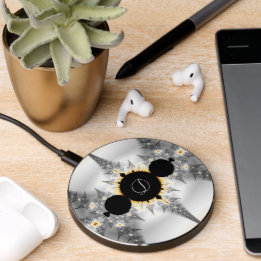 Monogrammed Abstract Silver Fractal